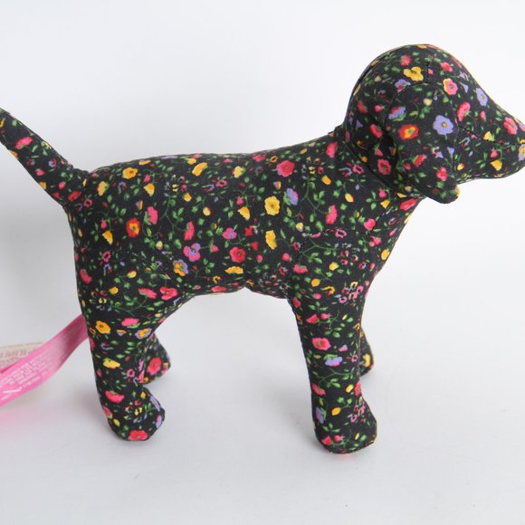 Victoria's Secret - PINK - Black Floral PEACE Collectible Plush Puppy - Picture 5 of 11